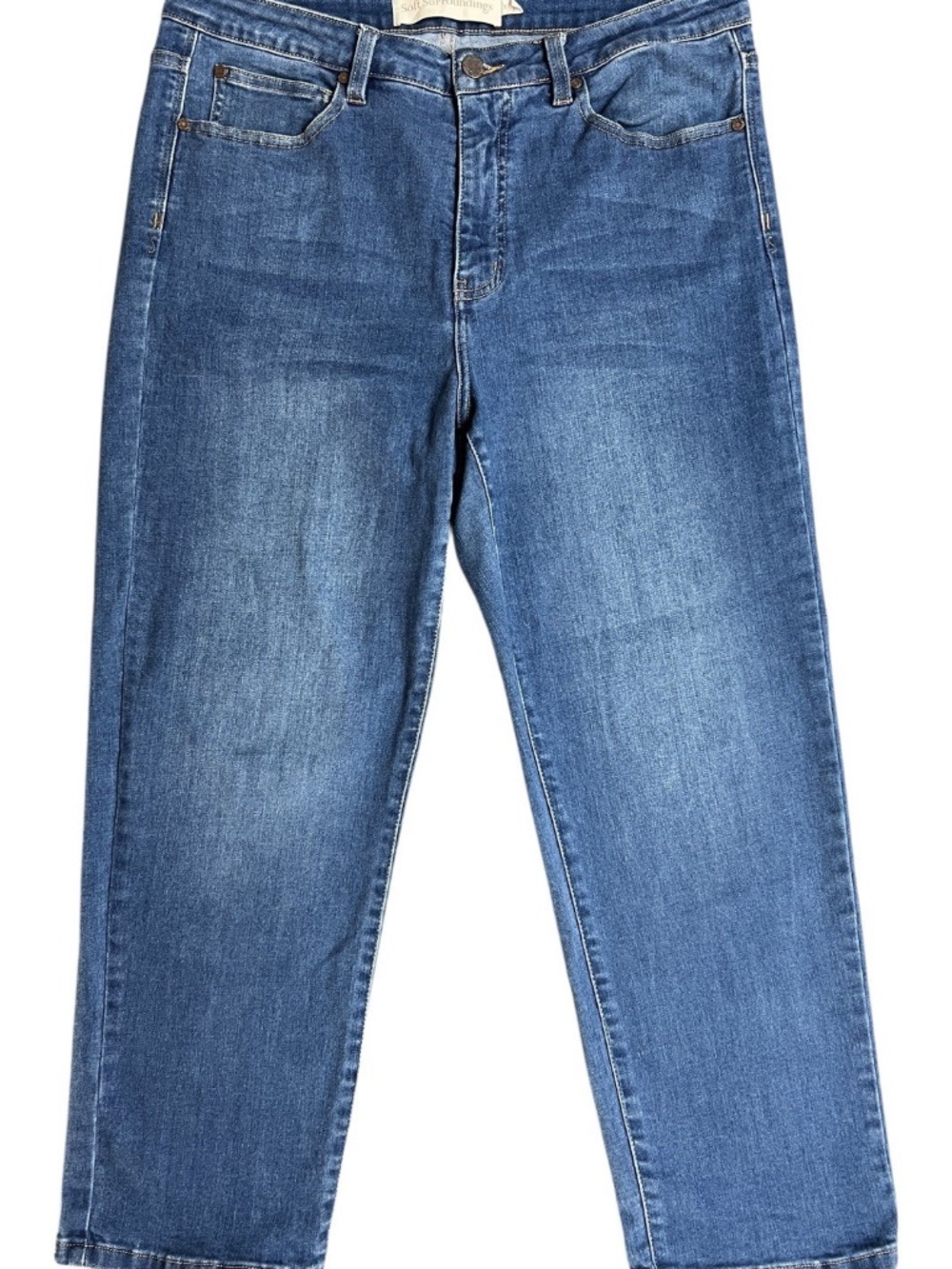 Soft Surroundings Jeans Womens Sz 14 Denim Light Wash Ultimate Straight Cropped